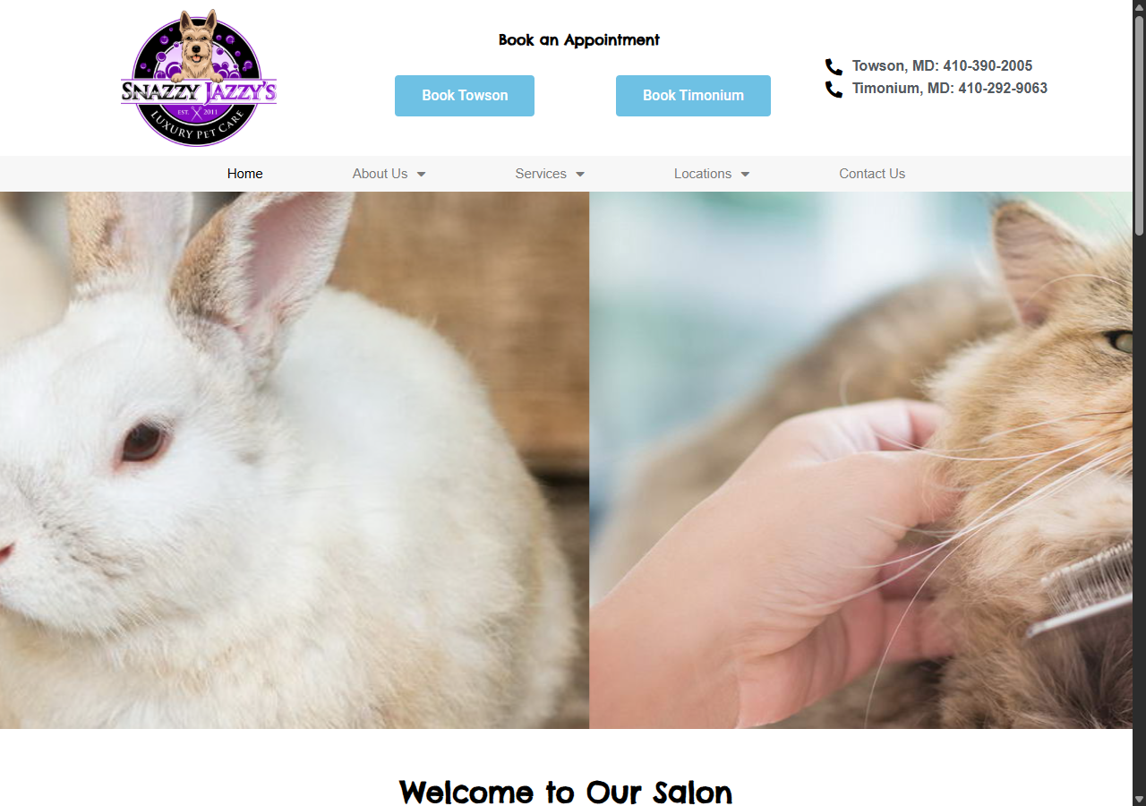 Snazzy Jazzy's Pet Salon website preview